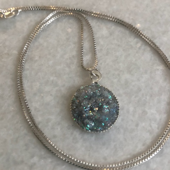 TWO Hand-Made Druzies on Silver/Pewter Chains - Picture 2 of 5
